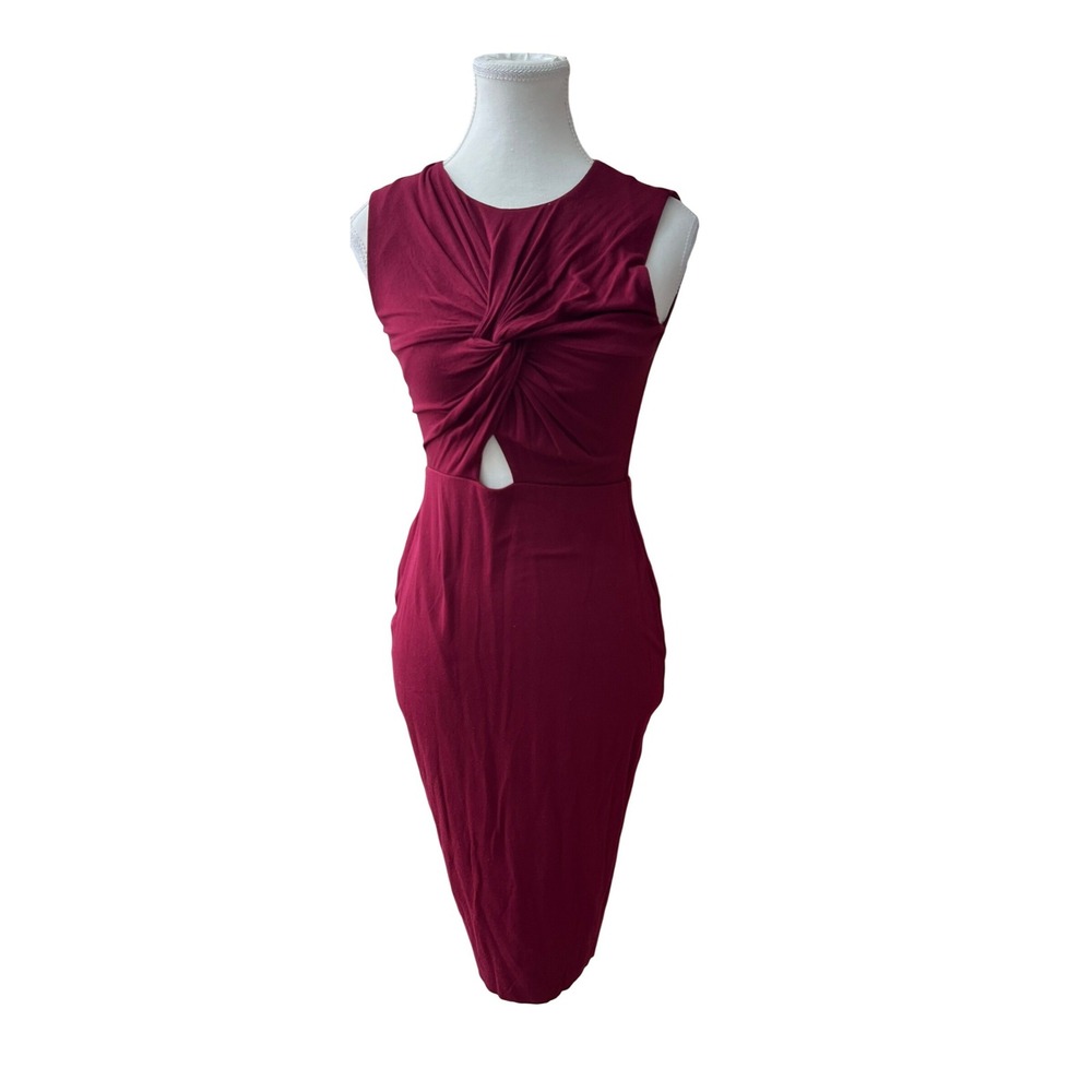 Bailey 44 Burgundy Twist Knot Cutout Sleeveless Midi Dress Women Size Small